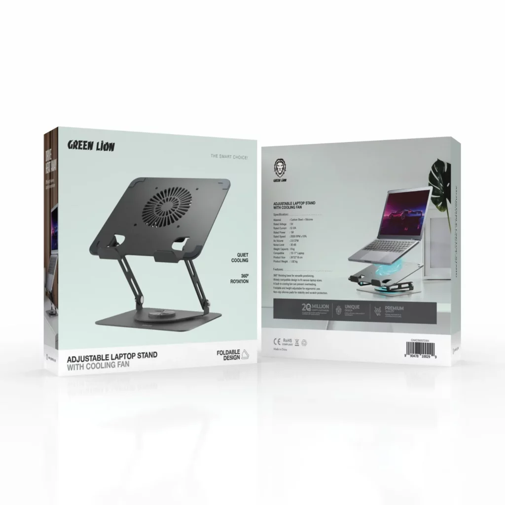 کول پد و پایه نگهدارنده چرخشی لپ تاپ گرین لاین مدل GNAD360STDBK