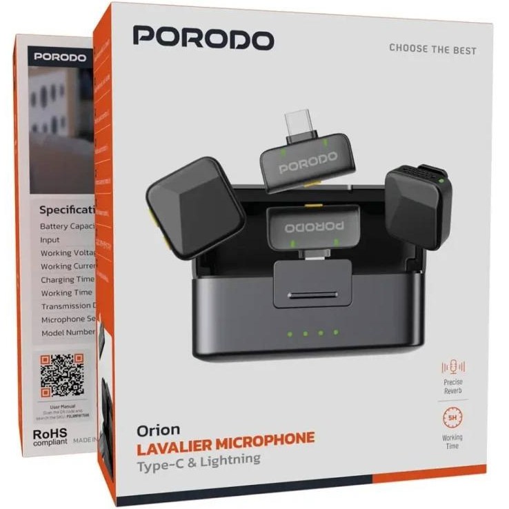 میکروفون وایرلس 2 فرستنده پرودو مدل PDLAMPHF75BK