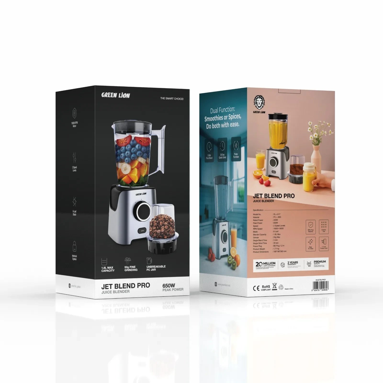 مخلوط‌کن گرین لاین مدل Jet Blend Pro ظرفیت ۱.۸ لیتر با توان ۶۵۰ وات